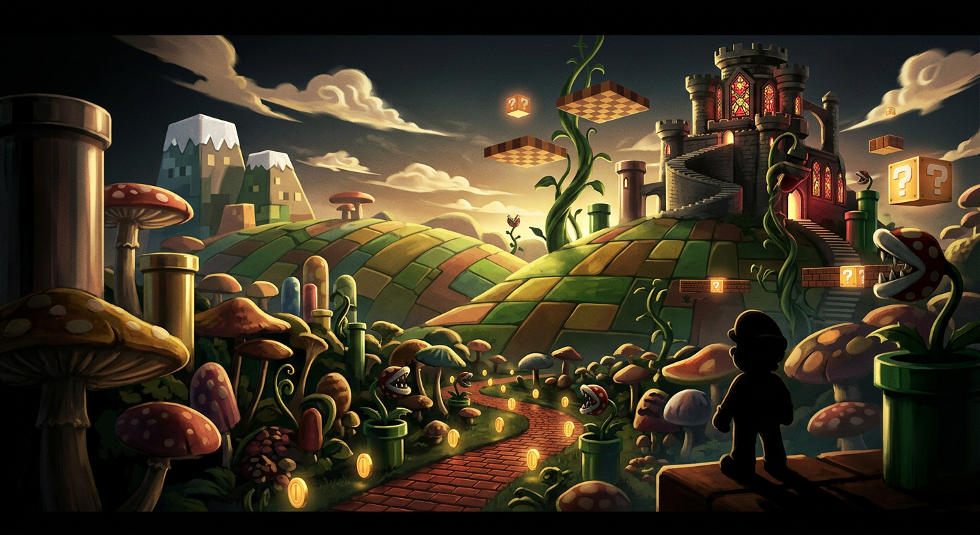 Super Mario fanfiction — original illustration of the Super Mario world